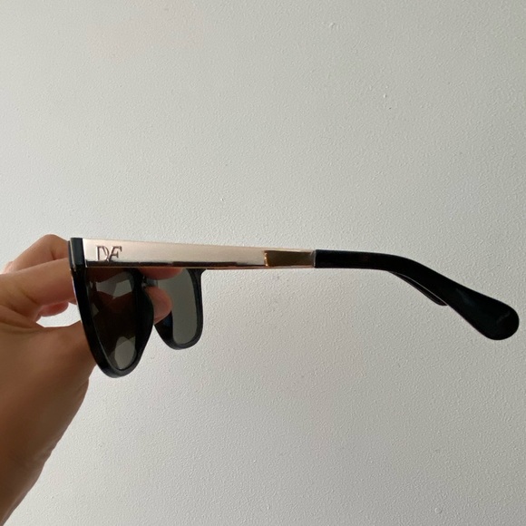 DVF Diane Von Furstenberg brown square cat eye sunglasses reflective main image 3